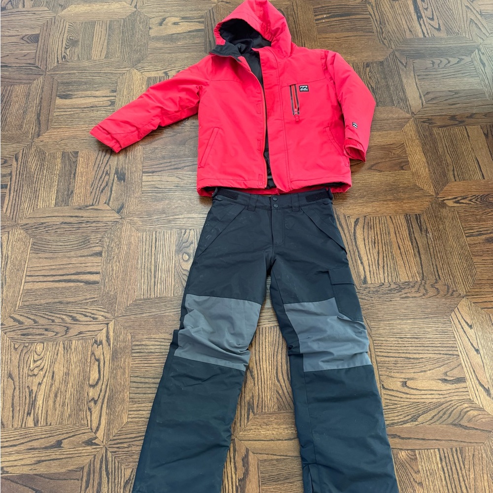 Billabong Red Jacket and Black Snow Pants Set
